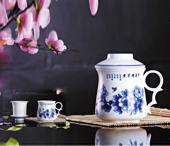 花開富貴青花茶漏杯