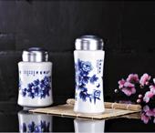花開富貴青花保溫杯茶葉罐兩件套