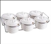 水波紋4寸調(diào)味盅配匙配鐵架6件套