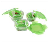 進口康寧扣耐熱玻璃保鮮盒四面鎖扣三件組