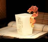 盛世騰龍琉璃白玉筆筒