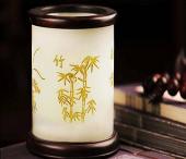 黑檀木嵌琉璃白玉《梅蘭竹菊》筆筒